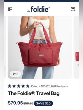 The Foldie Travel Bag in Deep Red